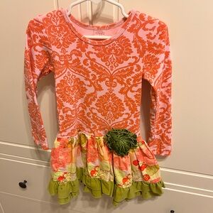 Giggle Moon Size 4 Olive, Pink and Orange Tutu Dress